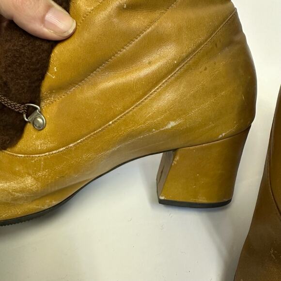 Vintage Alpine Shearling-Lined Leather Winter Boots, Made in Spain, Size 7.5M - Picture 8 of 9